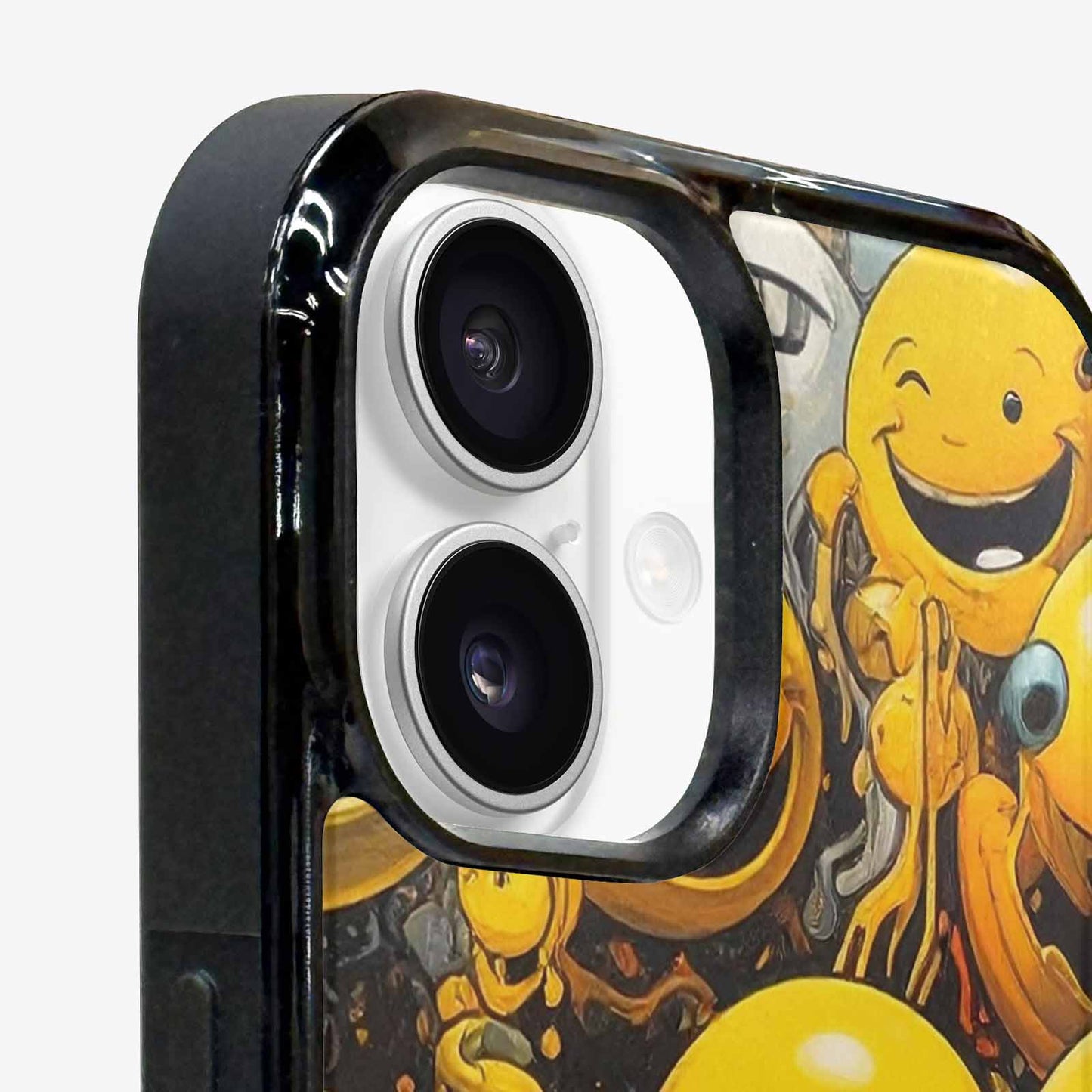 iPhone 16 Plus Case — Melting Moon Smiley Red Splatt, Personalized Phone Case