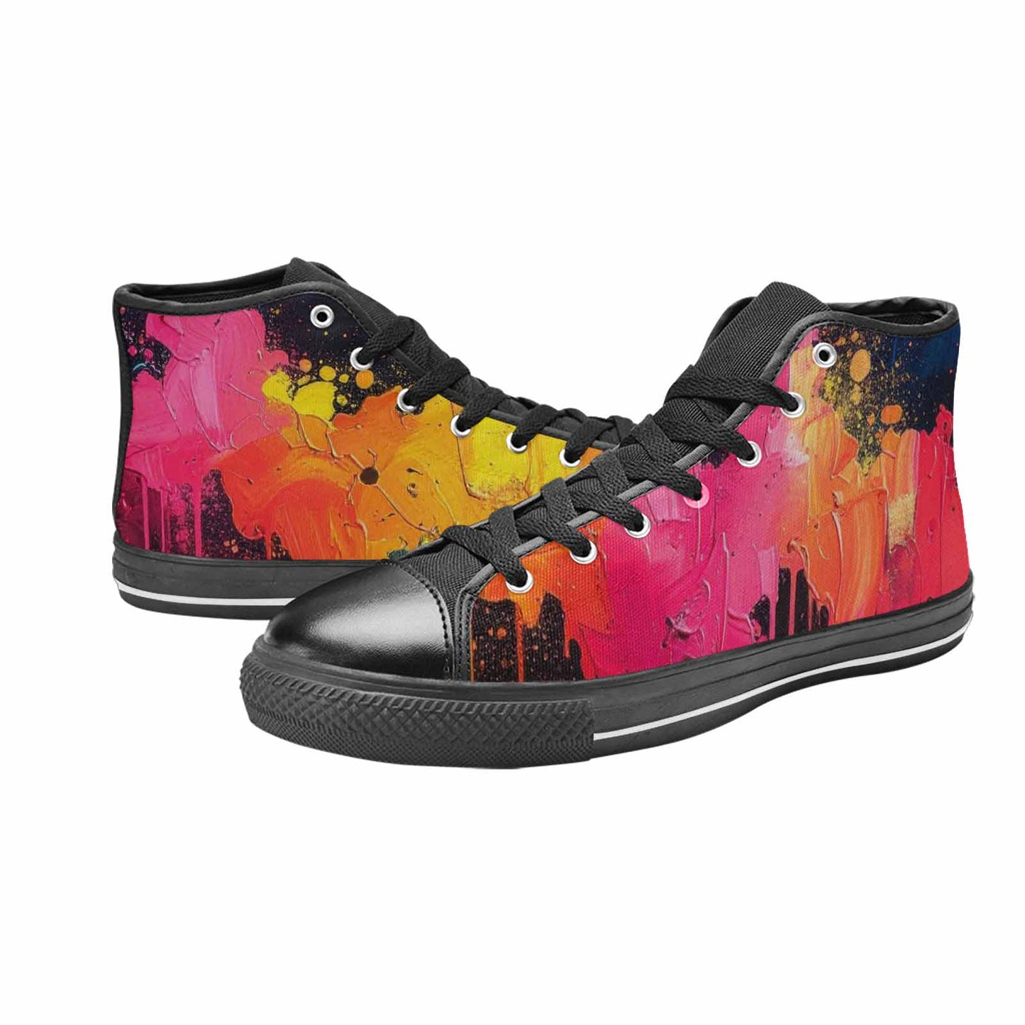 WOMEN'S Paint Splatter High Top Canvas Grunge Sneakers