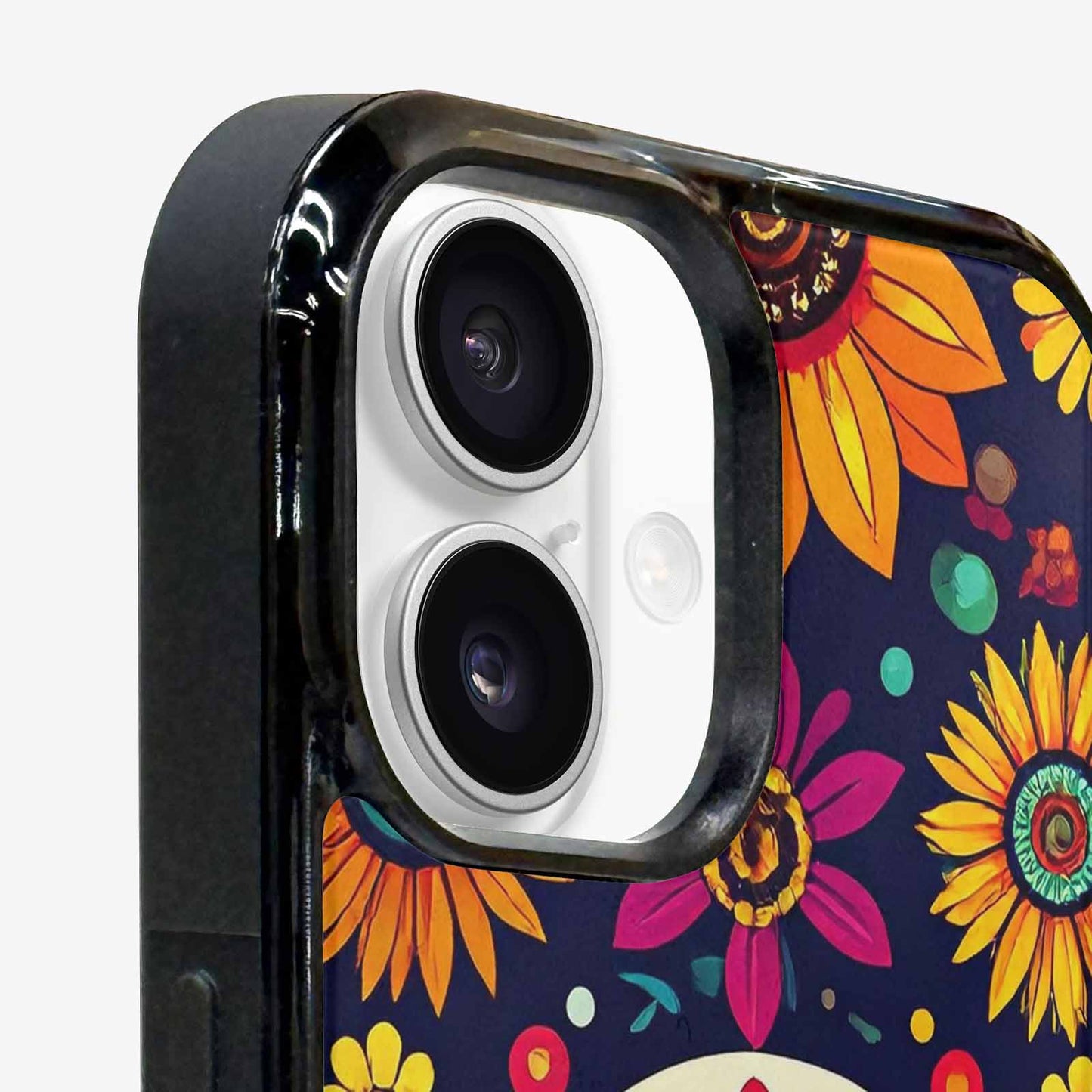 iPhone 16 Plus Case — Sunflowers And Skulls, Custom Art Phone Cover