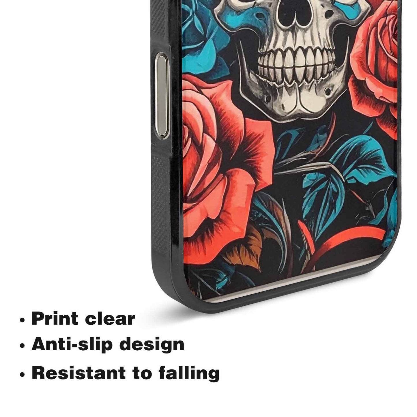 iPhone 16 Pro Max Case — Skulls Roses Biker Tattoo, Custom Art Phone Cover