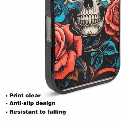 iPhone 16 Pro Max Case — Skulls Roses Biker Tattoo, Custom Art Phone Cover