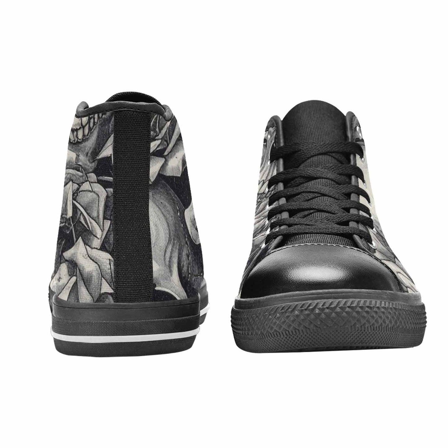 WOMEN'S Skulls Roses Pen Ink High Top Canvas Y2K Custom Sneakers