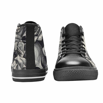 WOMEN'S Skulls Roses Pen Ink High Top Canvas Y2K Custom Sneakers