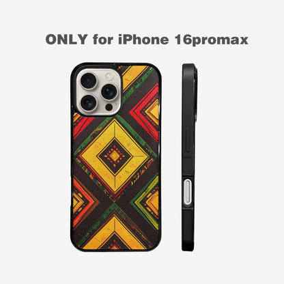 iPhone 16 Pro Max Case — African Kente Cloth Inspired Pattern Geometric, Custom Print Case Cover