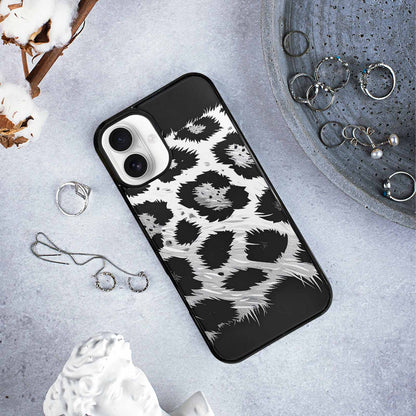 iPhone 16 Plus Case — Leopard Print Black And White Style, Custom Phone Case