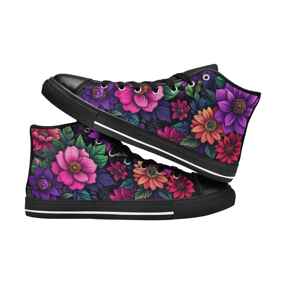 MEN'S Trippy Floral Chaos High Top Canvas Surreal Shoes