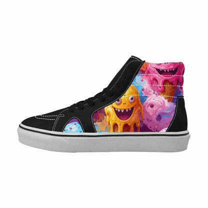 WOMEN'S Melting Icecream Monster Cherry High Top Canvas Cottagecore Custom Sneakers