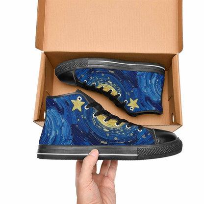 MEN'S Starry Night Galaxy High Top Canvas Neon Fantasy Custom Sneakers