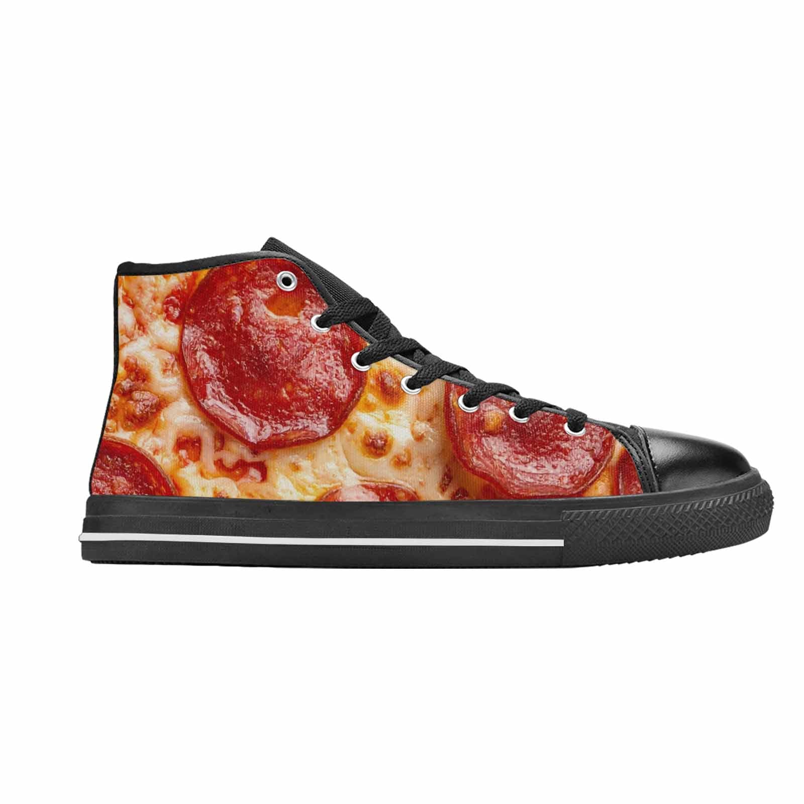 WOMEN'S Pepperoni Pizza Print High Top Canvas Aesthetic Sneakers