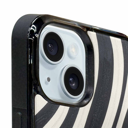 iPhone 15 Plus Case — Modern Zebra Stripe Print Crisp Black, Personalized Phone Case
