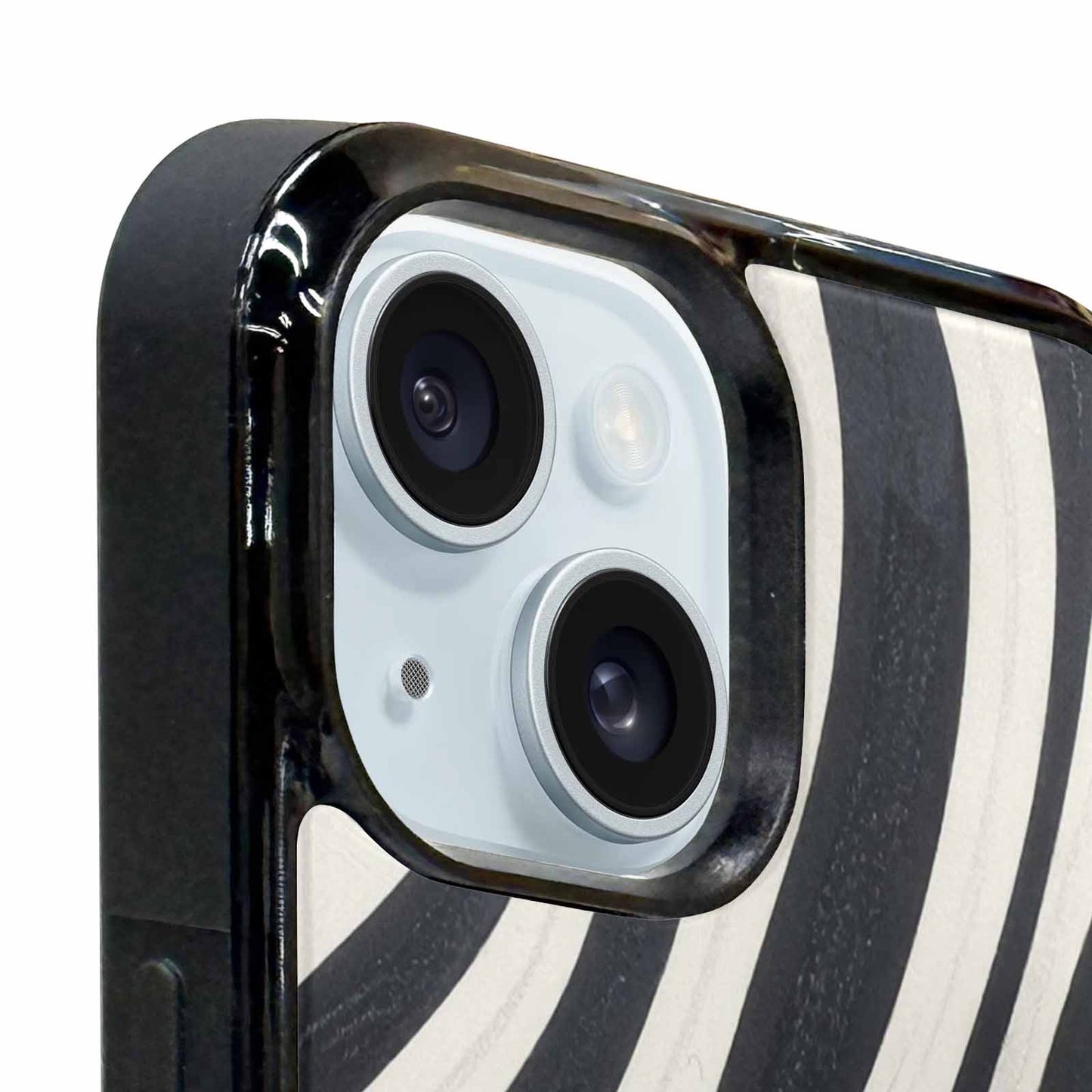 iPhone 15 Plus Case — Modern Zebra Stripe Print Crisp Black, Custom Made Phone Cover