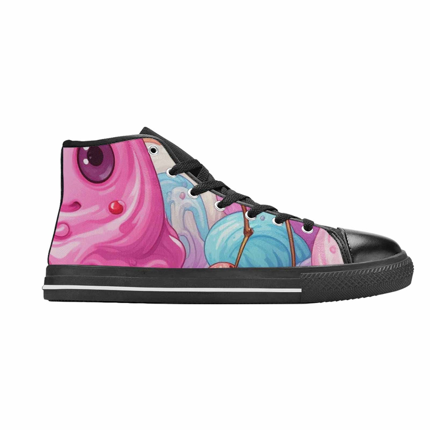 MEN'S Melting Icecream Monster Cherry High Top Canvas Grunge Custom Shoes