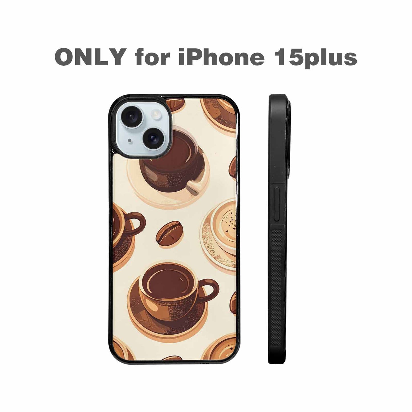 iPhone 15 Plus Case — Coffee Cup And Bean Pattern Seamless, Custom Print Case Cover