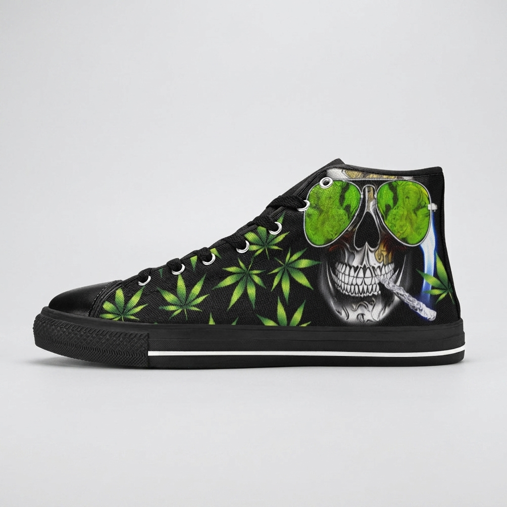 MEN'S Hipster Skull Art Classic High Top Canvas | Freaky Shoes®