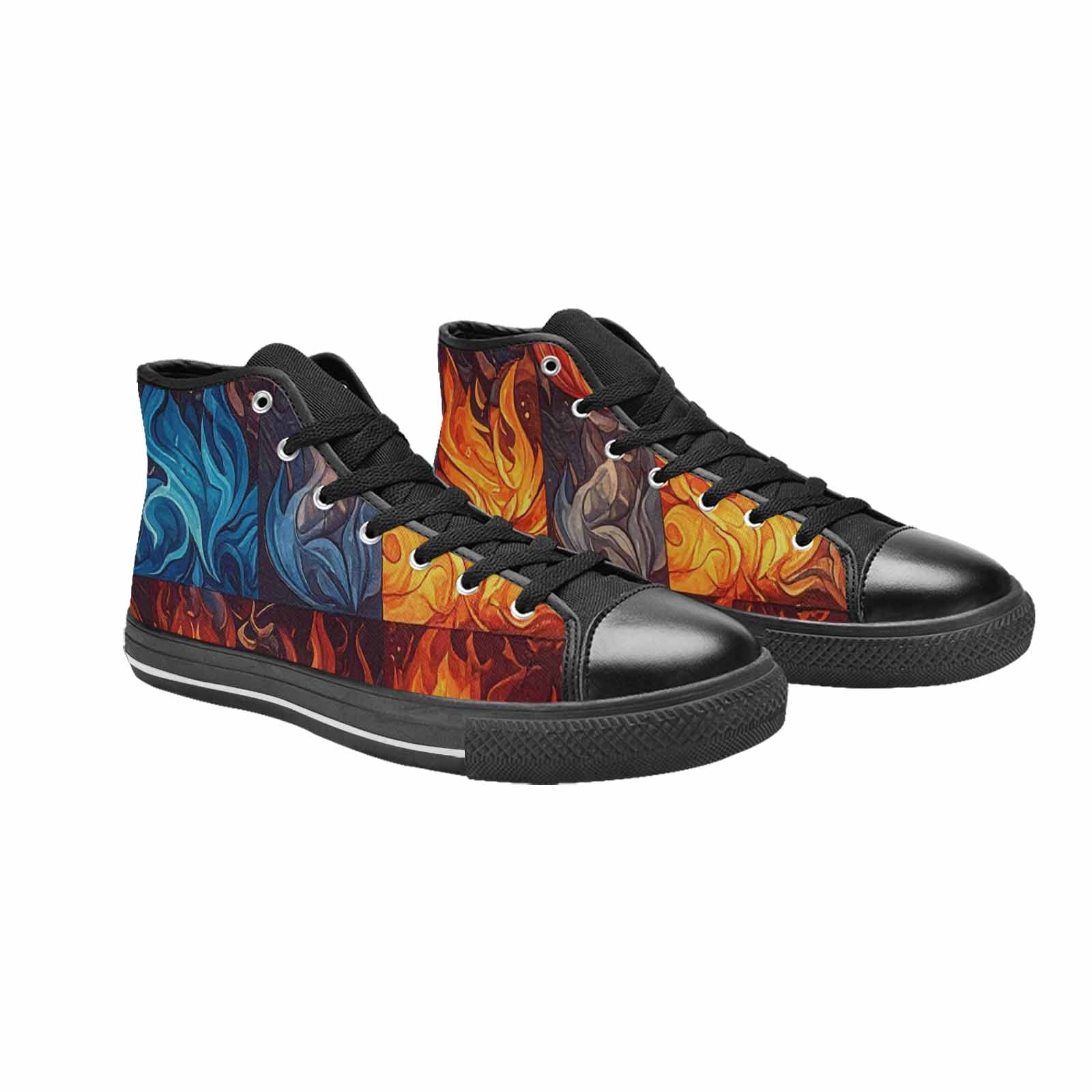 MEN'S Fire Flame High Top Canvas Wallpaper Art Custom Shoes