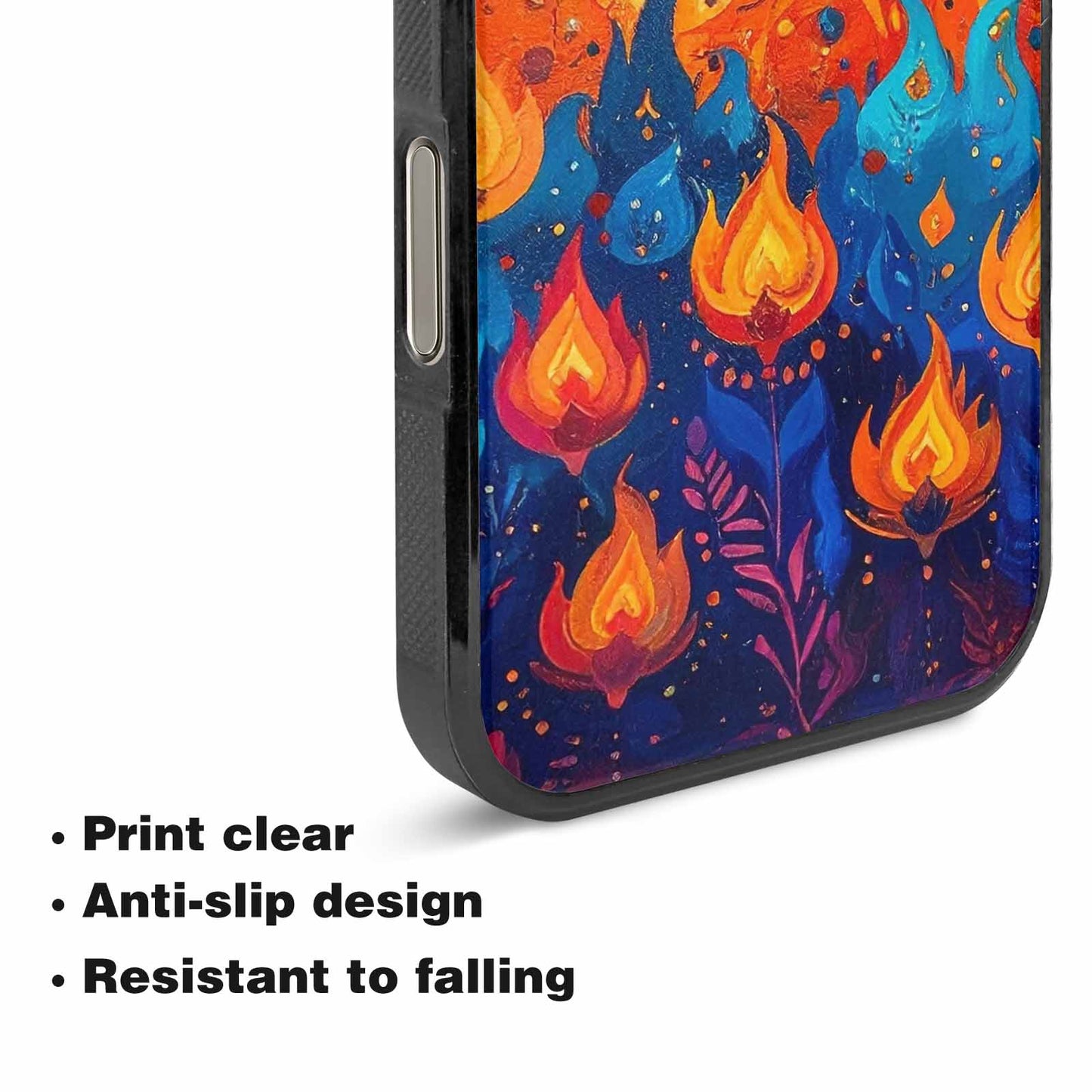 iPhone 16 Pro Case — Flame Burst Full Color Vibrant Flame, Custom Phone Case