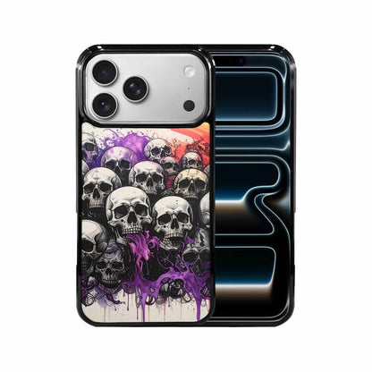 iPhone 17 Pro Max Case — Black &amp; Purple Ink Gothic Skulls, Original Design Phone Case