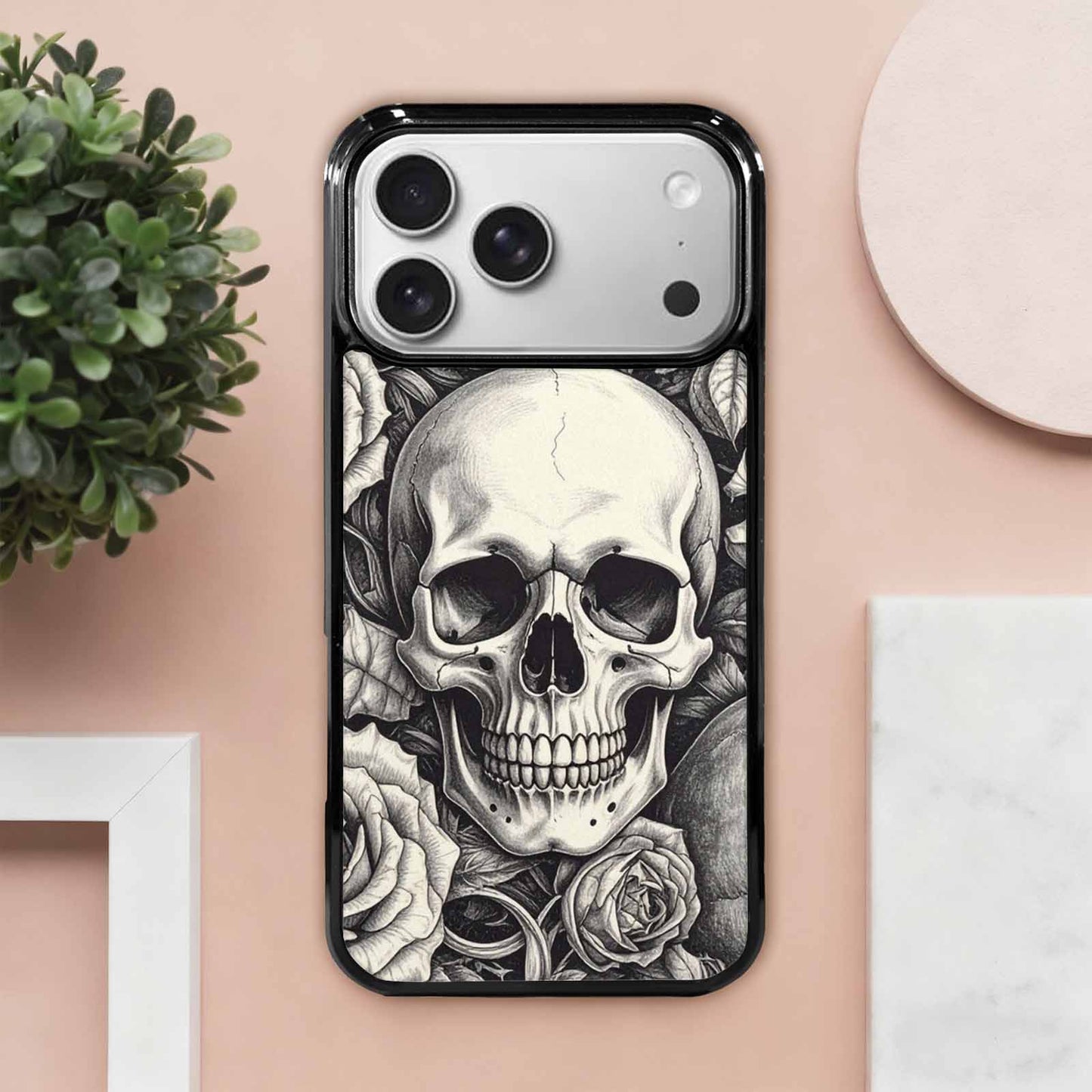 iPhone 17 Pro Max Case — Skulls Roses Pen Ink Gothic Skulls, Custom Phone Case