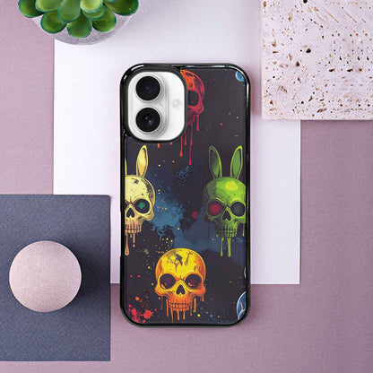 iPhone 16 Case — Radioactive Ghost Bunny Skull Sm Qdr, Custom Phone Case