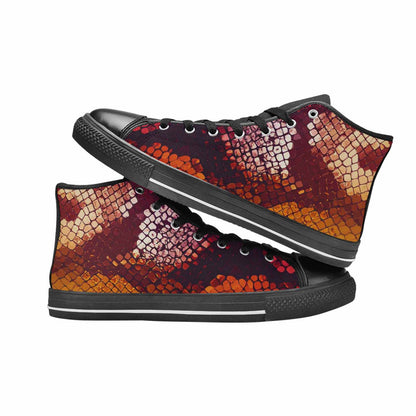 WOMEN'S Dark Snake Print High Top Canvas Dark Academia Custom Shoes