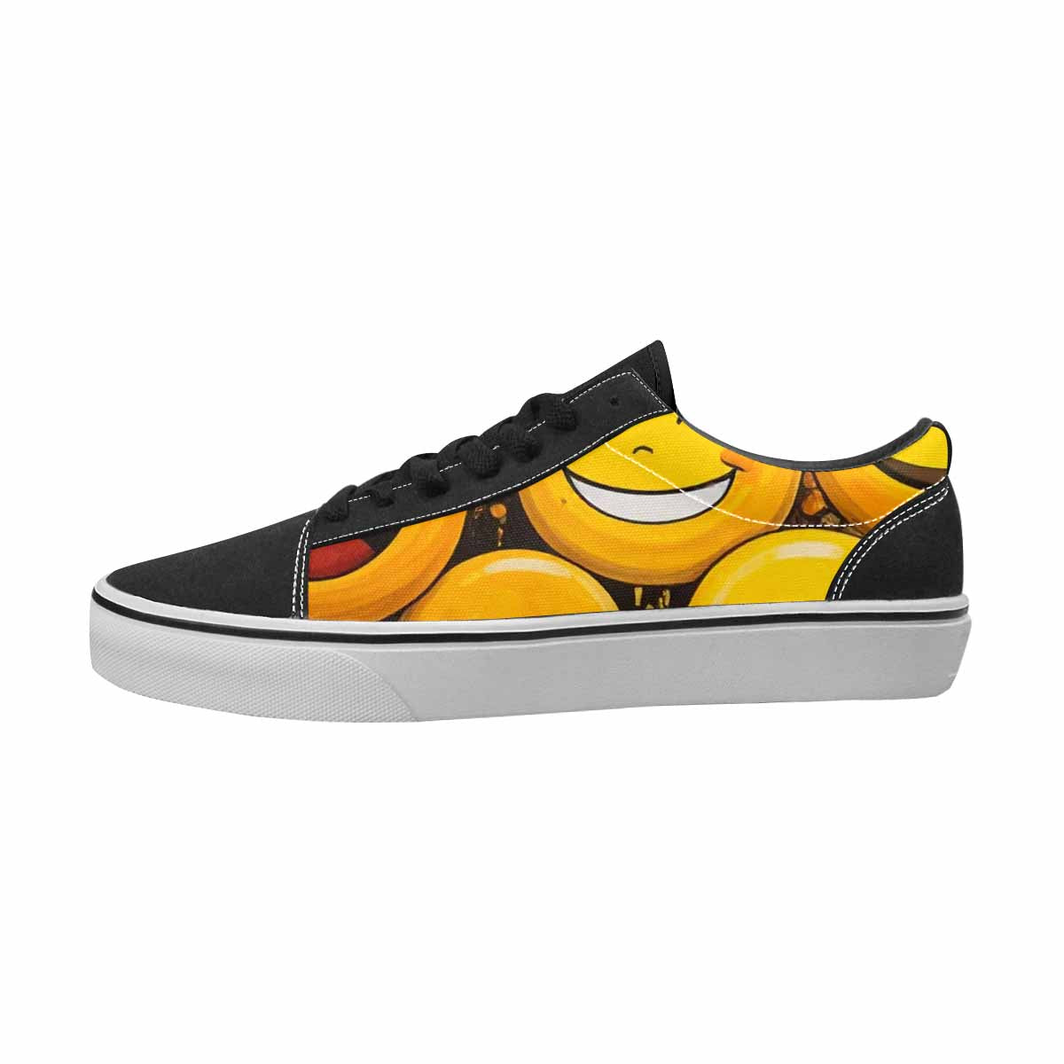 WOMEN'S Smiley Face Yellow Canvas Unique Print Cottagecore Custom Canvas Shoes