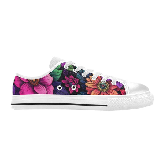 KIDS' Trippy Floral Chaos Low Top Canvas Neon Fantasy Shoes