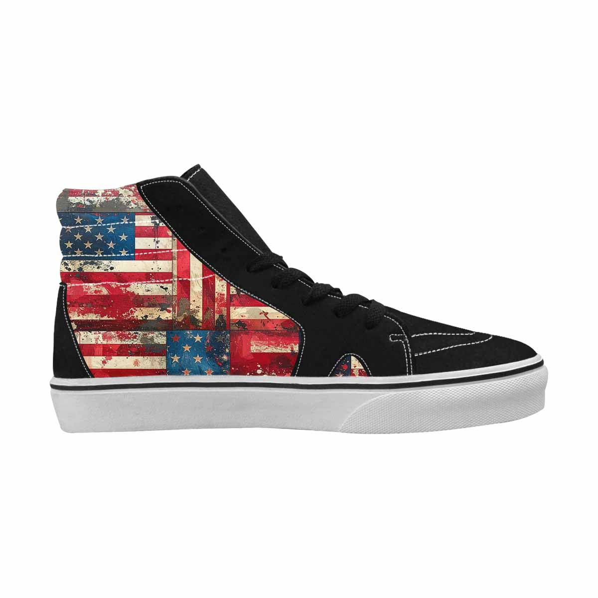 MEN'S American Flag Stars High Top Canvas Vibrant Chaos Custom Sneakers