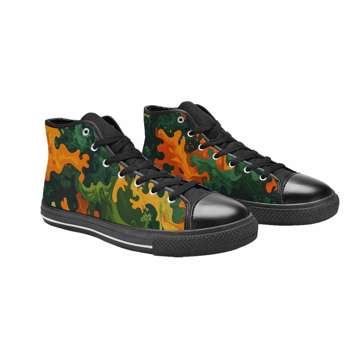 WOMEN'S Military Camouflage Blotch High Top Canvas Vibrant Chaos Custom Shoes