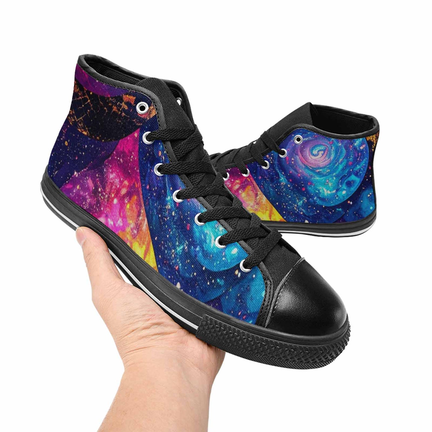 WOMEN'S Galaxy Snake Print High Top Canvas Aesthetic Custom Sneakers