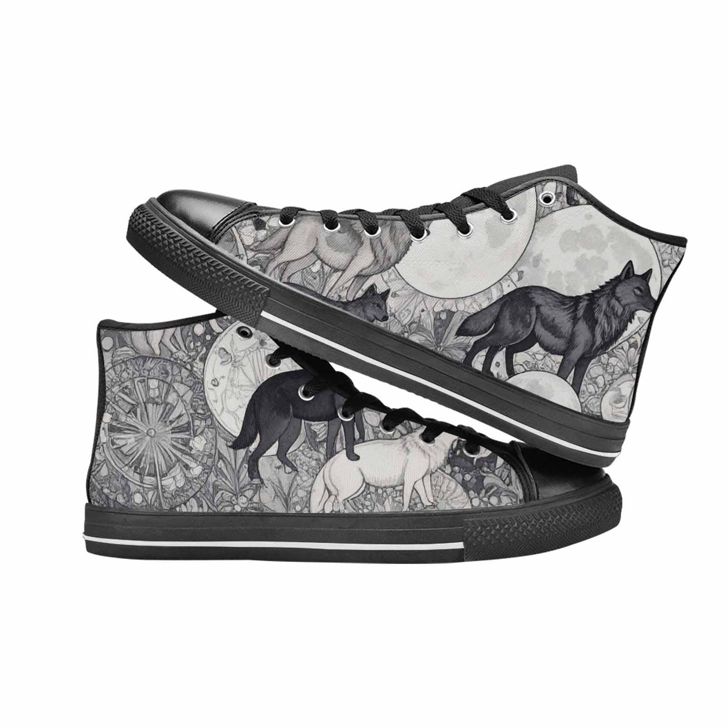 MEN'S Wolves Everywhere Collage High Top Canvas Surreal Sneakers