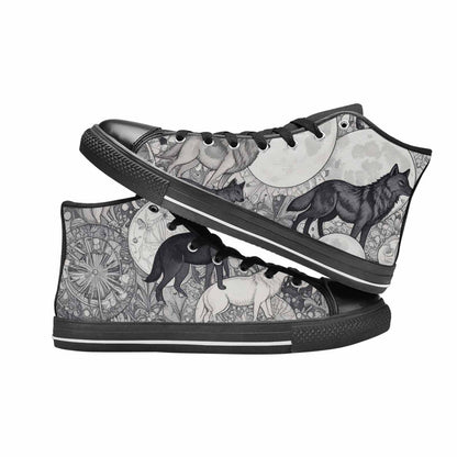 MEN'S Wolves Everywhere Collage High Top Canvas Surreal Sneakers