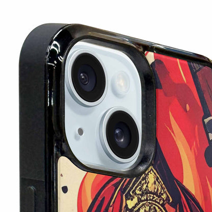 iPhone 15 Plus Case — Firefighter Pattern Flames Axes Helmets Seamless, Custom Print Case Cover