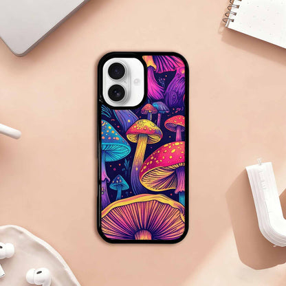 iPhone 17 Case — Mushroom Psychedelic Art Seamless Original Art, Customized Protective Case