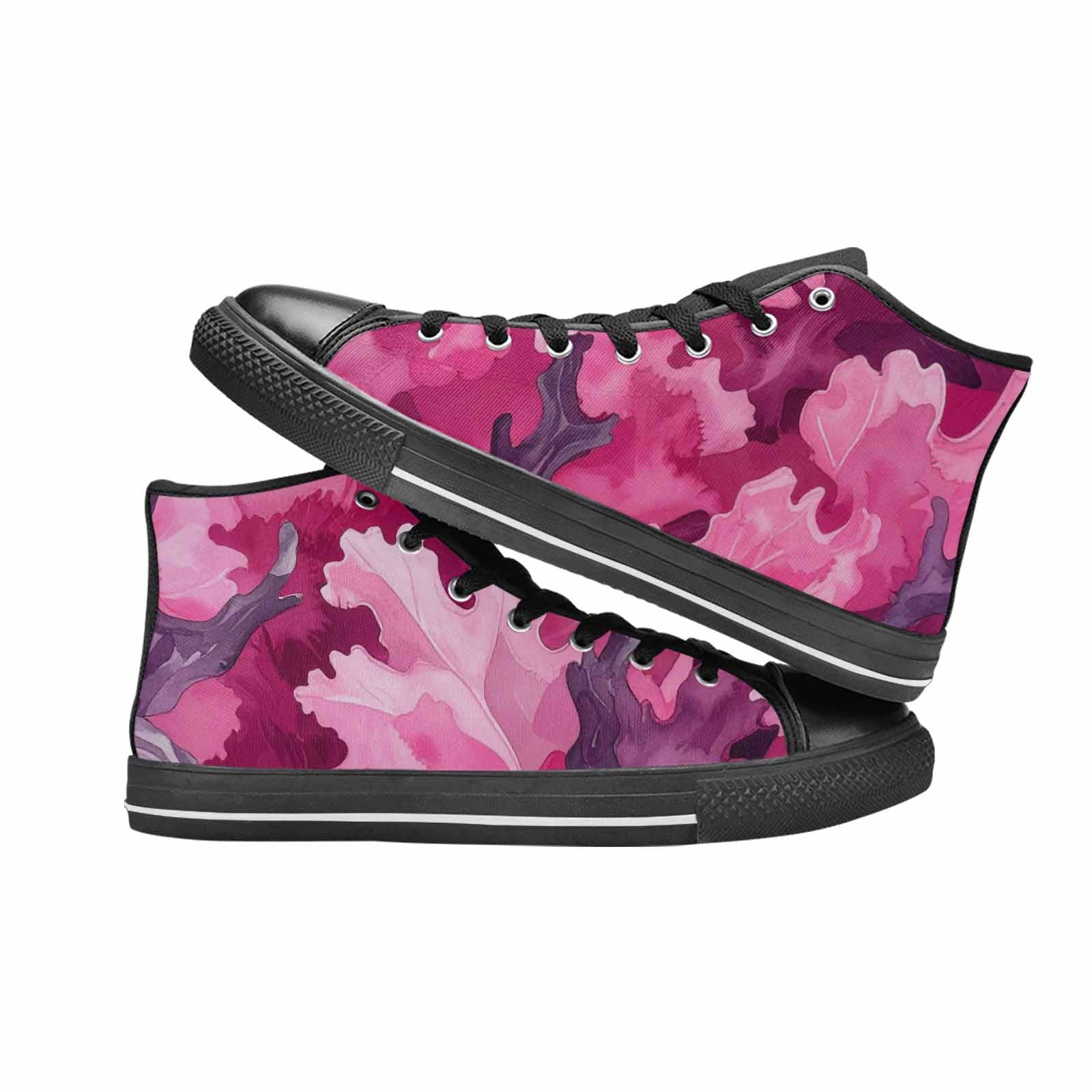 WOMEN'S Military Camouflage Blotch High Top Canvas Neon Fantasy Custom Shoes