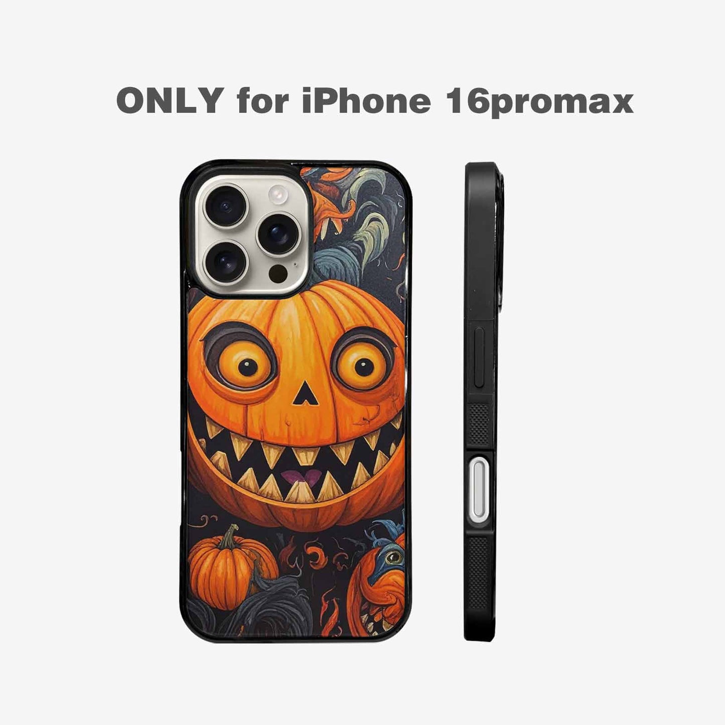 iPhone 16 Pro Max Case — Cartoon Pumpkin Monster, Custom Printed Phone Case