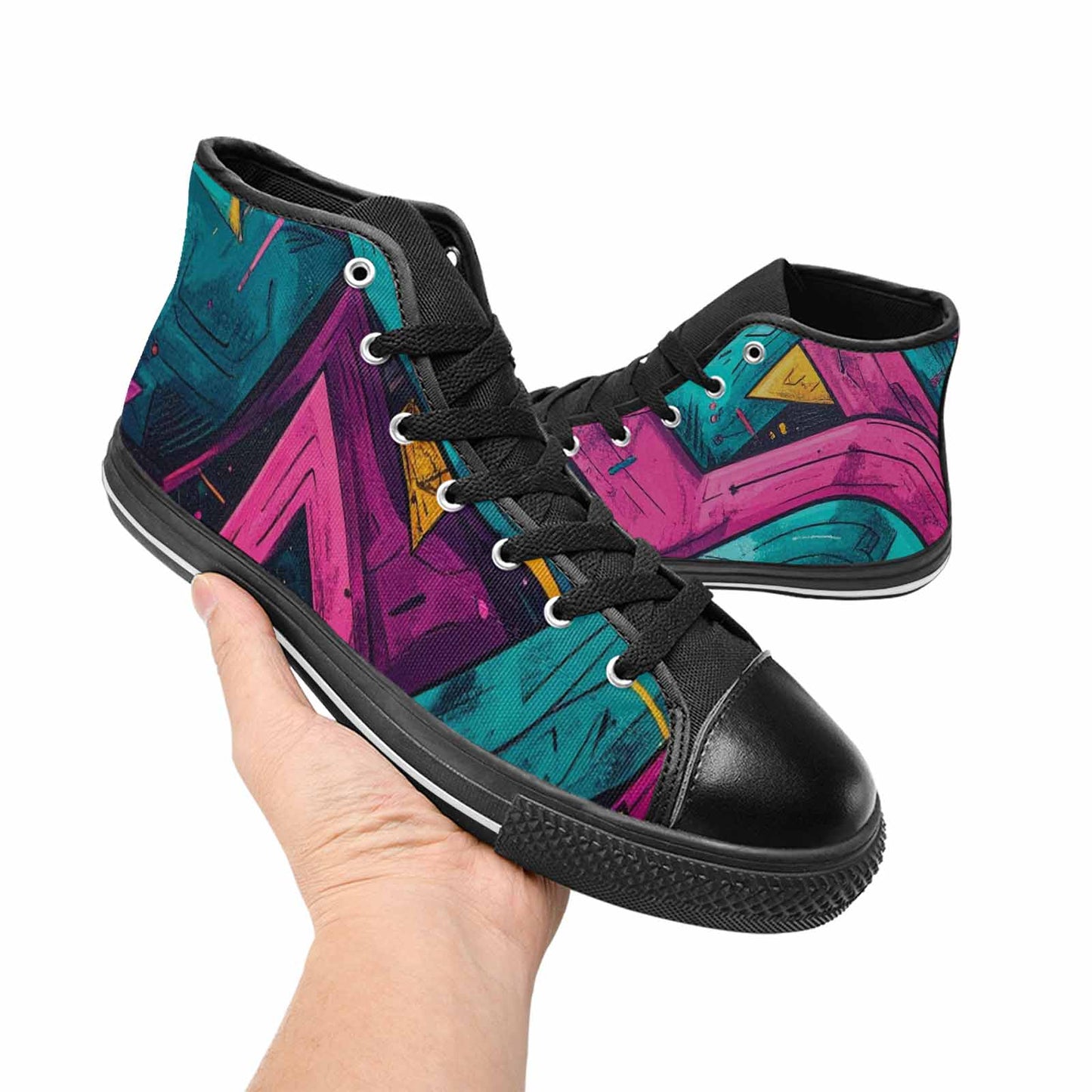 WOMEN'S 80S Retro Print High Top Canvas Wallpaper Art Custom Shoes