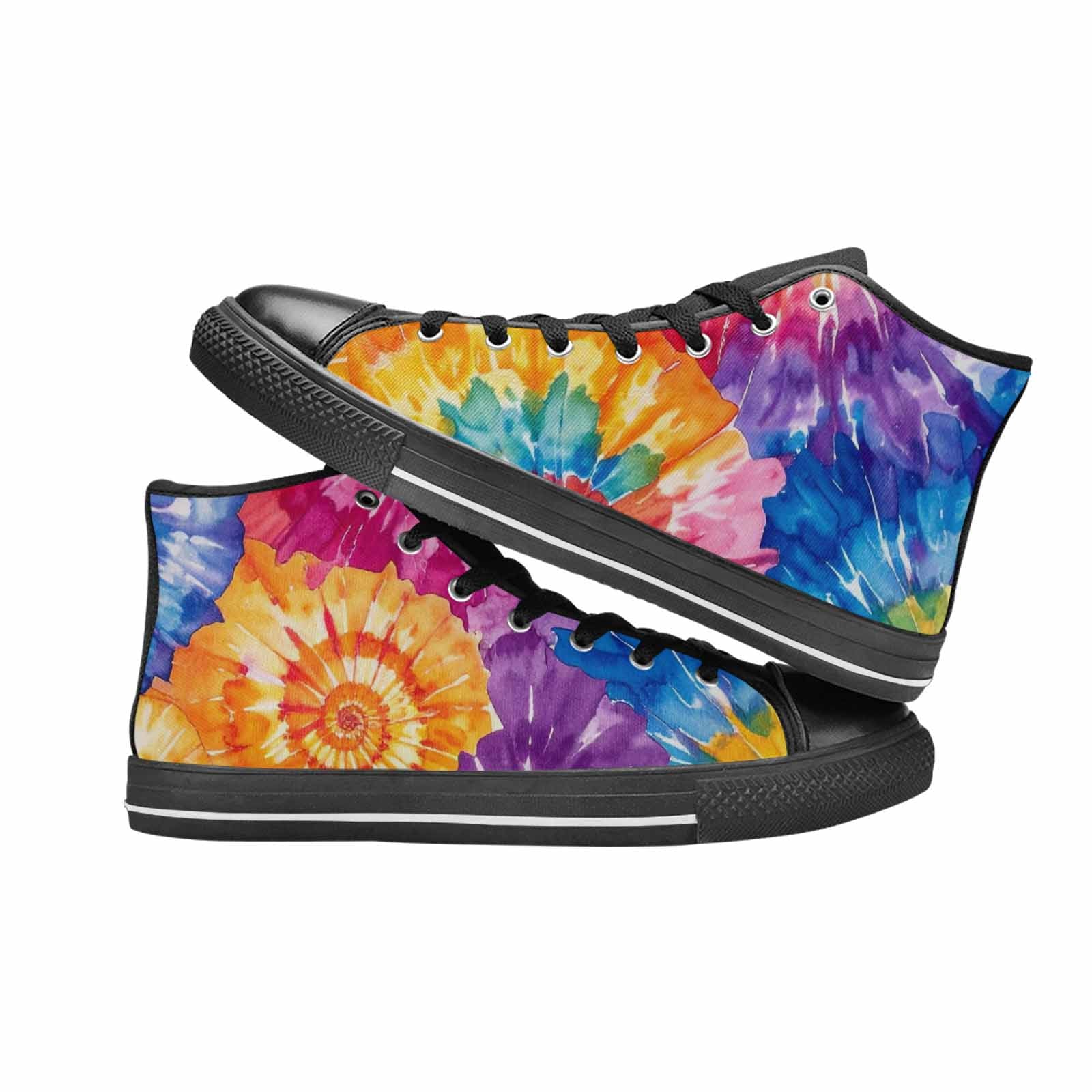 MEN'S Tie Dye Swirl High Top Canvas Vibrant Chaos Custom Shoes