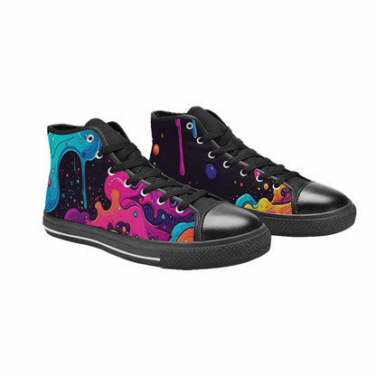 WOMEN'S Neon Drip Galaxy High Top Canvas Dark Academia Custom Sneakers
