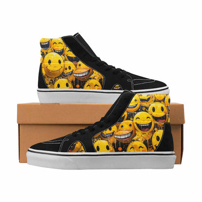 MEN'S Smiley Face Yellow High Top Canvas Streetwear Dreamcore Custom Canvas Shoes
