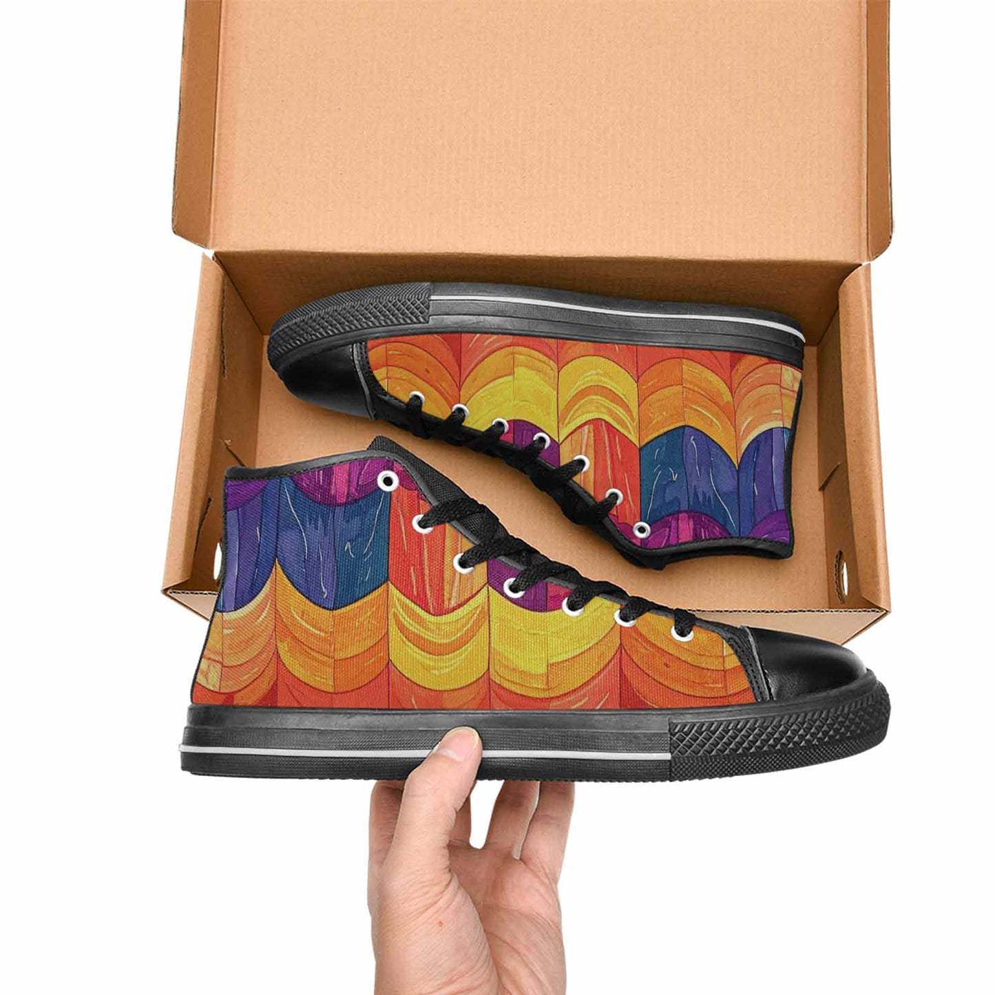 MEN'S Transgender Flag Color High Top Canvas Vivid Custom Sneakers
