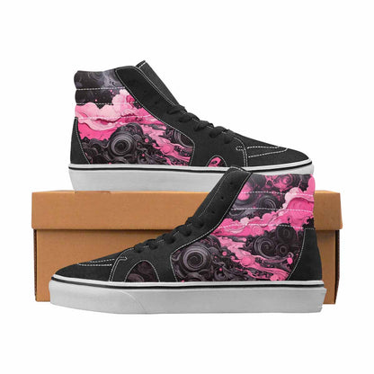WOMEN'S Van Gogh Black & Pink Ink High Top Canvas One Of A Kind Surreal Custom Sneakers