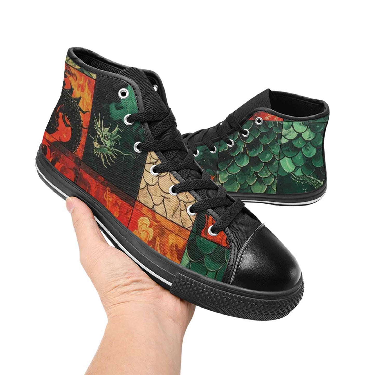 MEN'S Dragon Scale Fantasy High Top Canvas Dreamcore Custom Shoes