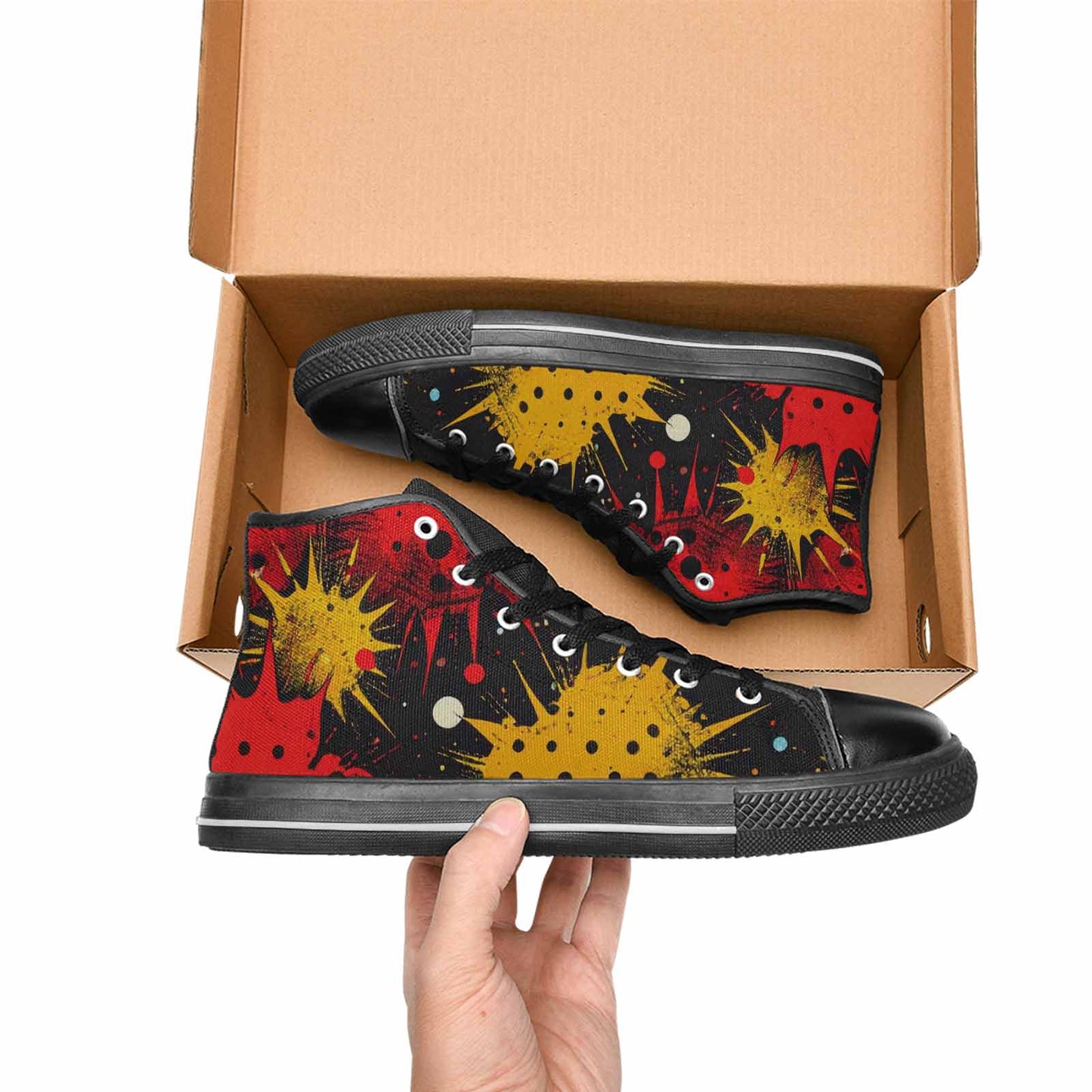 WOMEN'S Comic Book Halftone High Top Canvas Vivid Custom Shoes