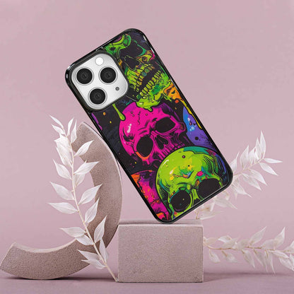 iPhone 15 Pro Max Case — Vibrant Camo 1000\'s Of Skeletons Neon, Custom Designed Case Cover