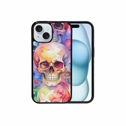 iPhone 15 Case — Kulls Watercolor Skulls Small Skull Pattern, Customized Protective Case