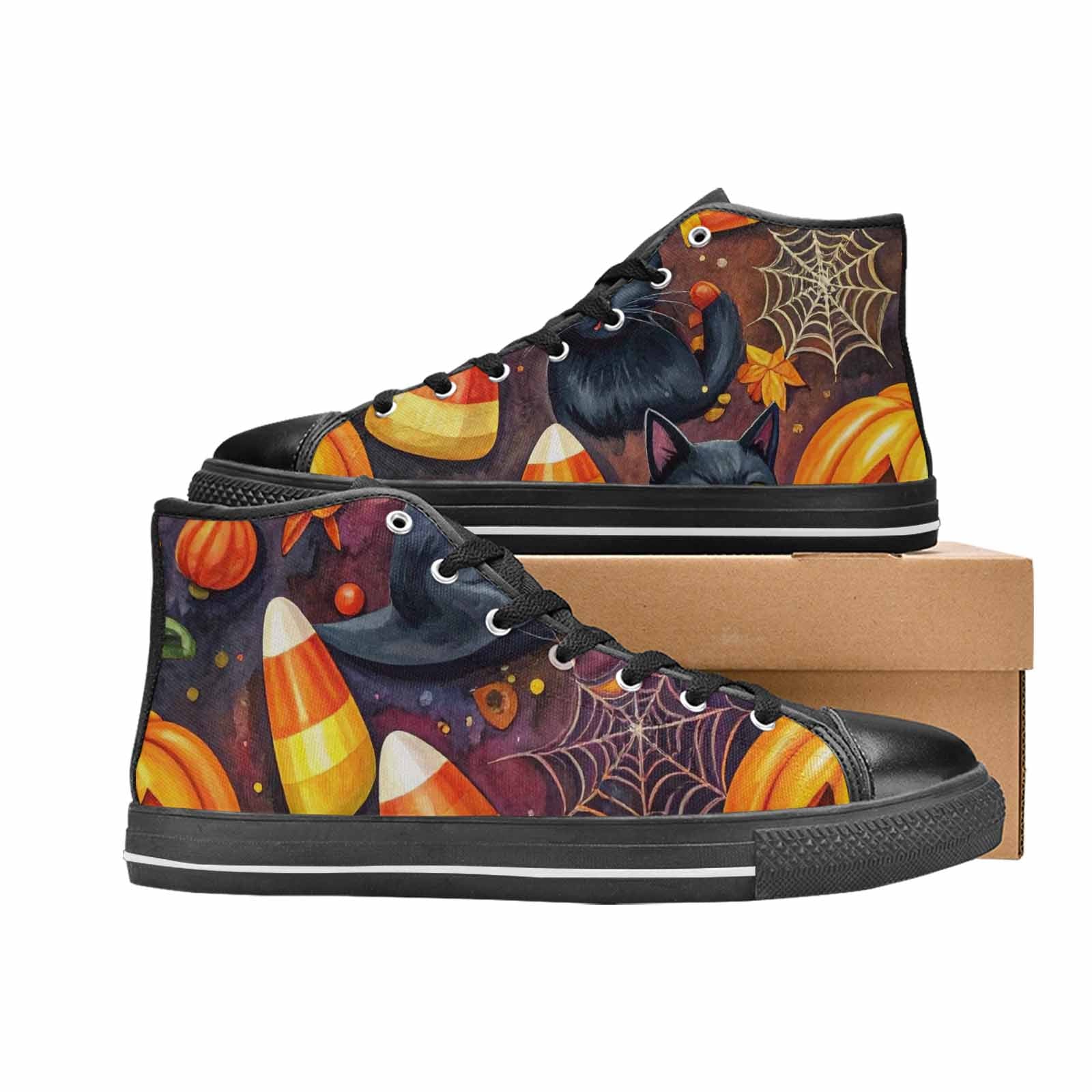 WOMEN'S Halloween High Top Canvas Vibrant Chaos Sneakers