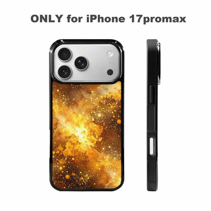 iPhone 17 Pro Max Case — Galaxy Art Golden Cosmic Galaxy Space, Custom Printed Phone Case