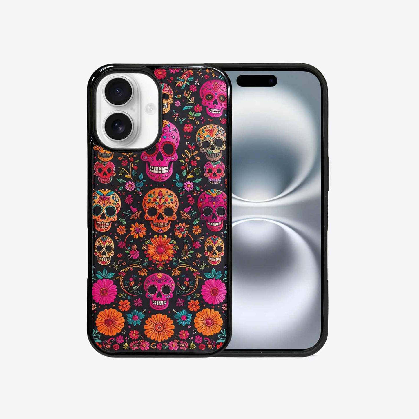 iPhone 16 Case — Colorful Dia De Los Muertos Sugar, Custom Printed Phone Case