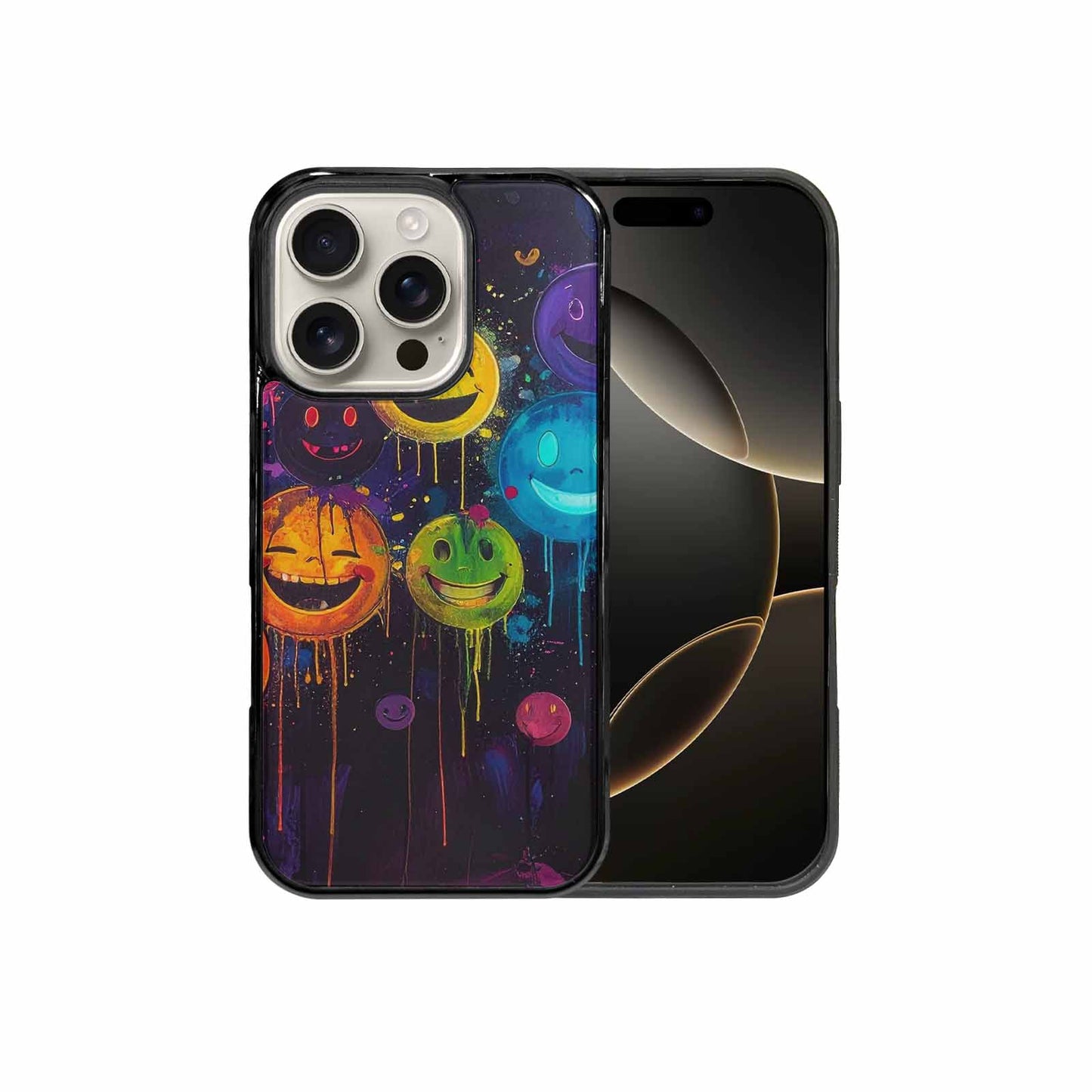 iPhone 16 Pro Case — Smiley Faces Glow Smiley Faces Pattern, Unique Phone Case Design