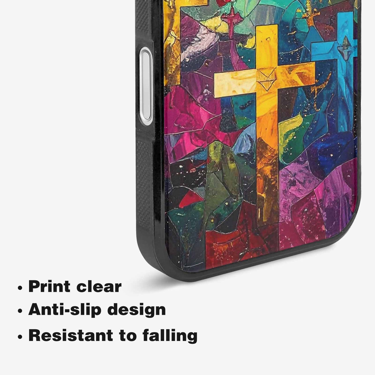 iPhone 16 Plus Case — Faith Cross And Faith Icons Pattern, Custom Printed Phone Case